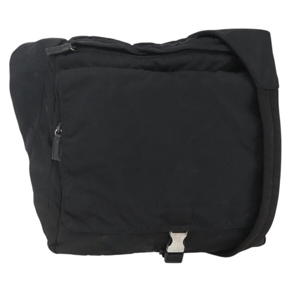 Authentic PRADA Shoulder Bag Nylon Black Silver